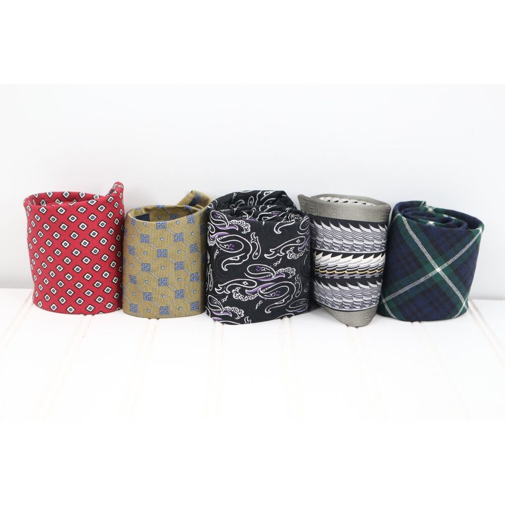 Lot of 5 Men’s Neck Ties Brand Names Designer Silk Wool 2 Brooks Brothers